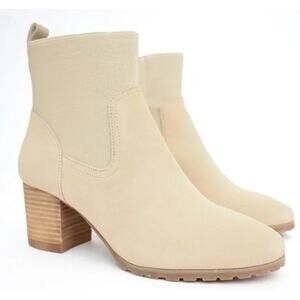 Violet & Red Loaded Knit Cuff Womens Tan Side Zip Heeled Ankle Booties Size 7.5